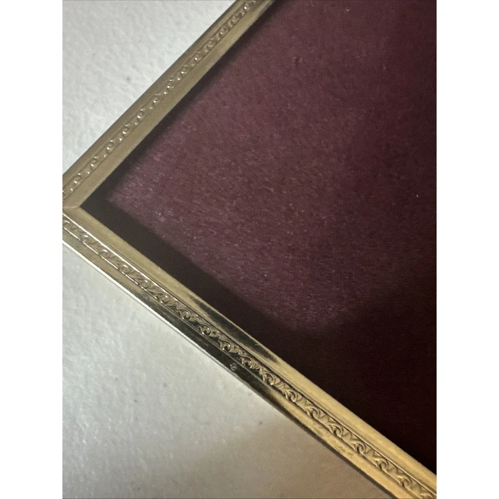 Vintage Gold Metal Double Picture Photo Frame Ornate 8x10 Red Felt Back Glass